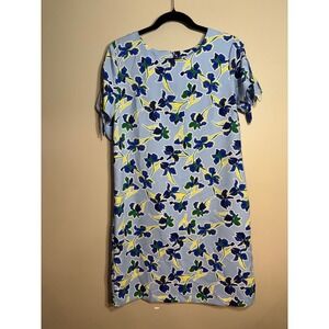 Banana Republic Womens Blue Floral Iris Tie Sleeve Shift Dress Size Small